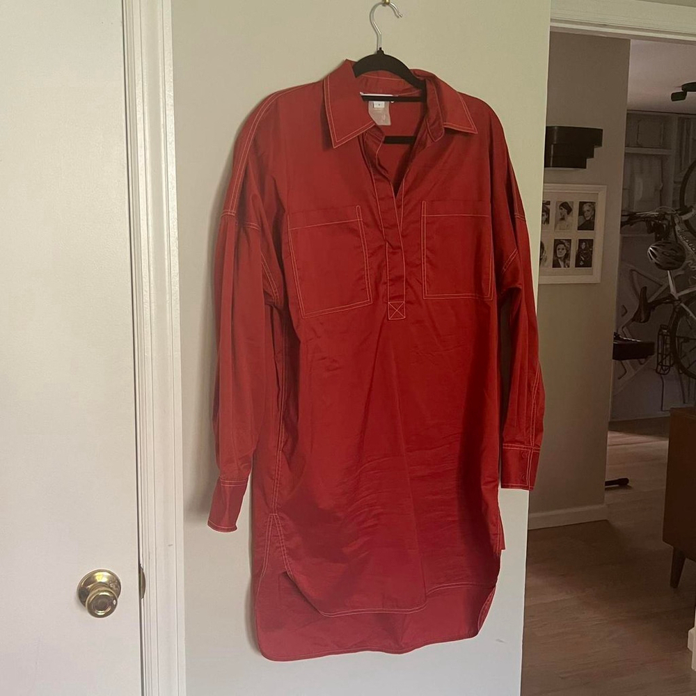 Vintage Diane Von Furstenberg red shirt dress - Picture 2 of 6